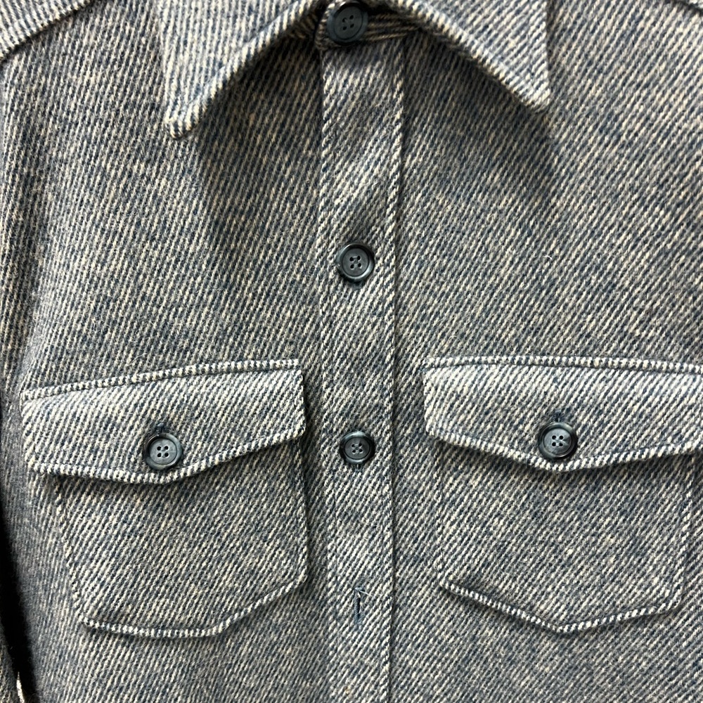 Vintage Men’s Medium Blue Wool Button Down Shirt - Picture 3 of 11
